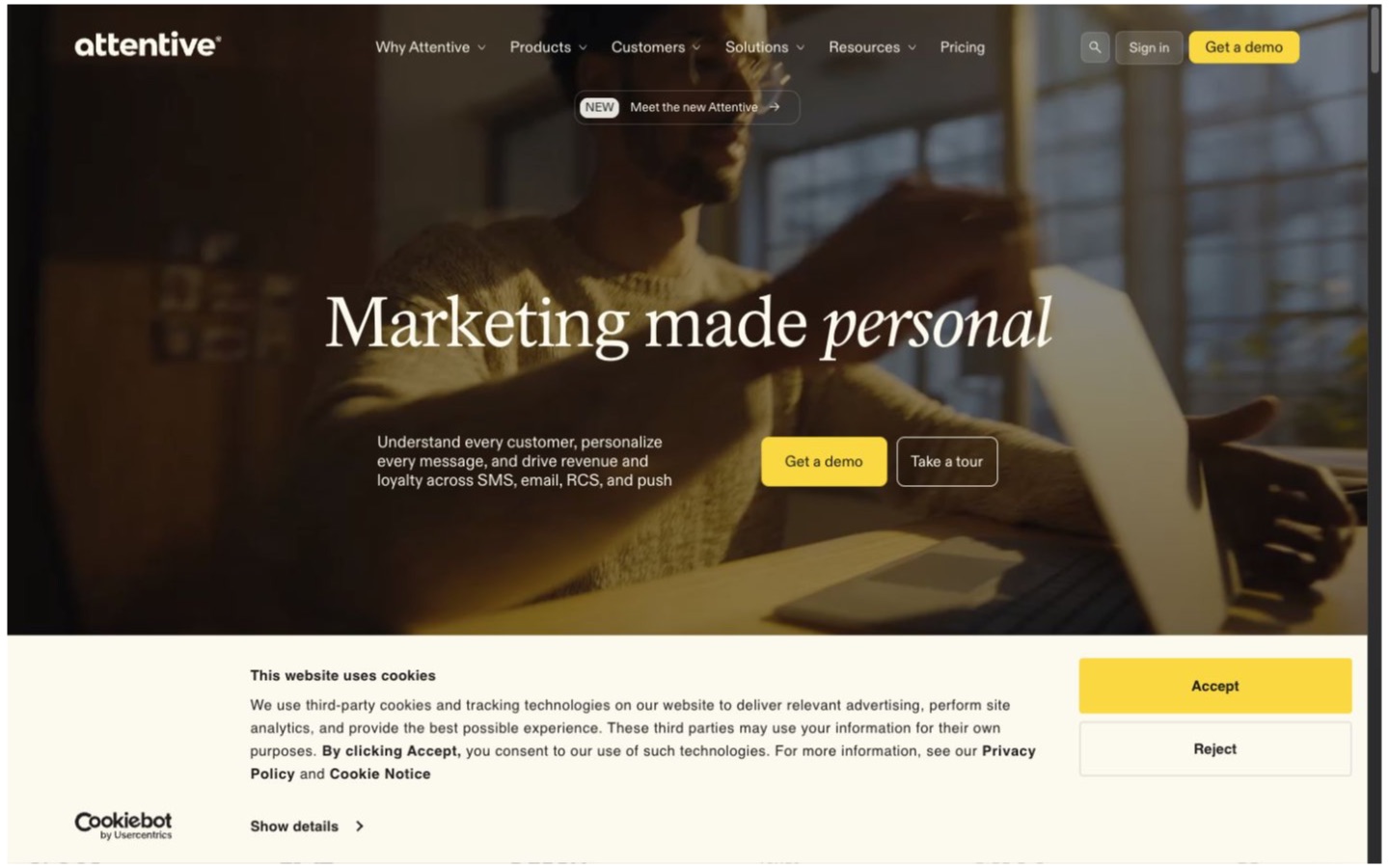 Attentive website screenshot