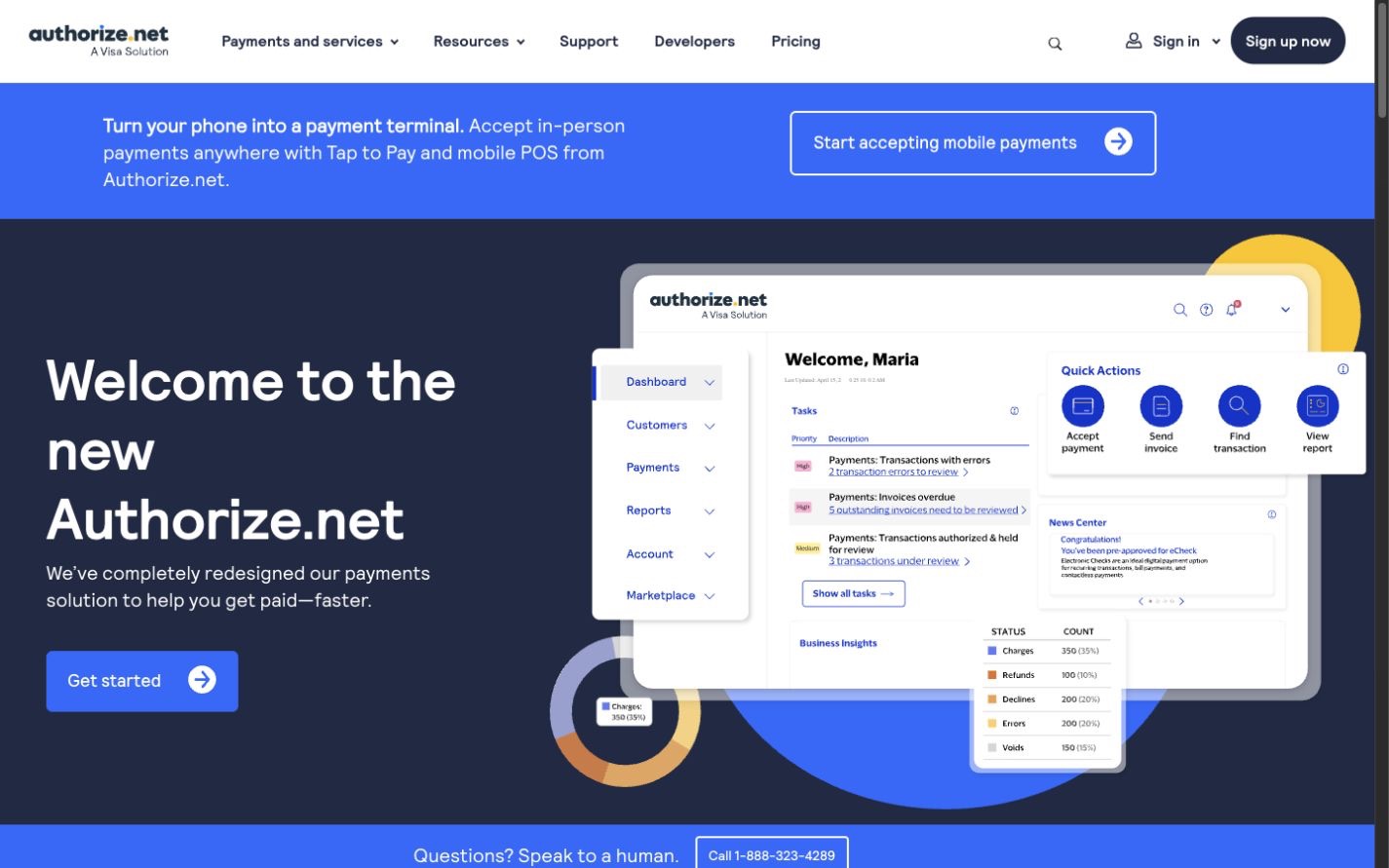 Authorize.net website screenshot