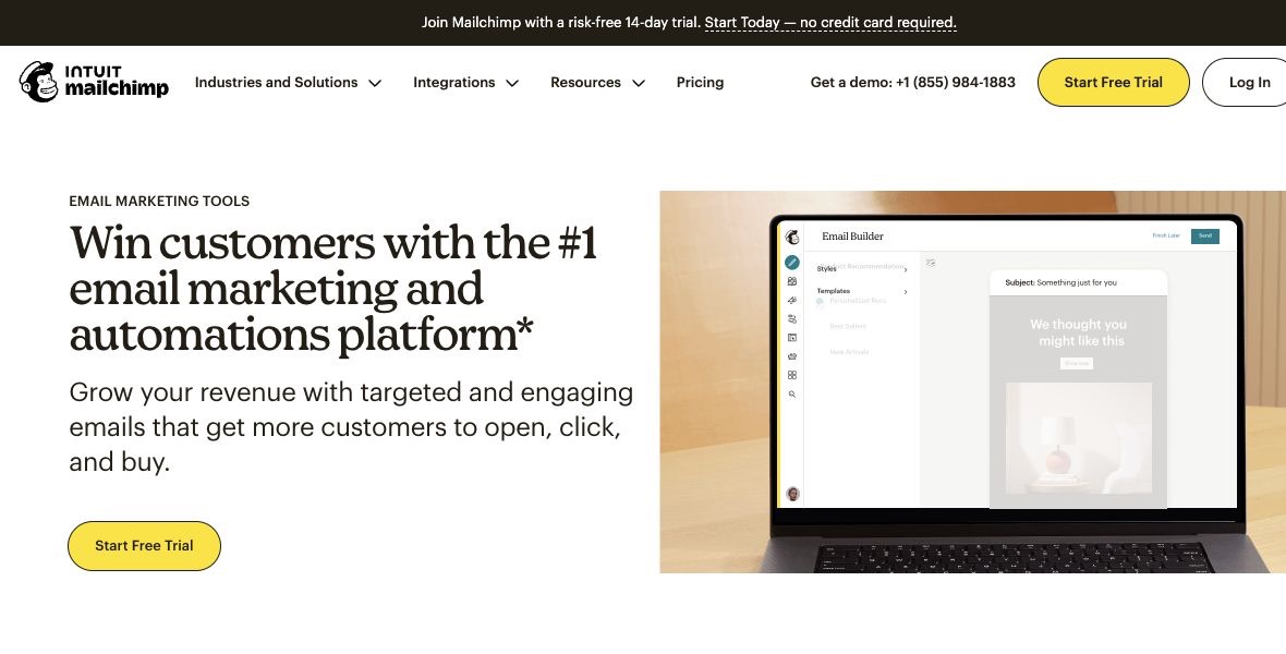 Mailchimp website screenshot