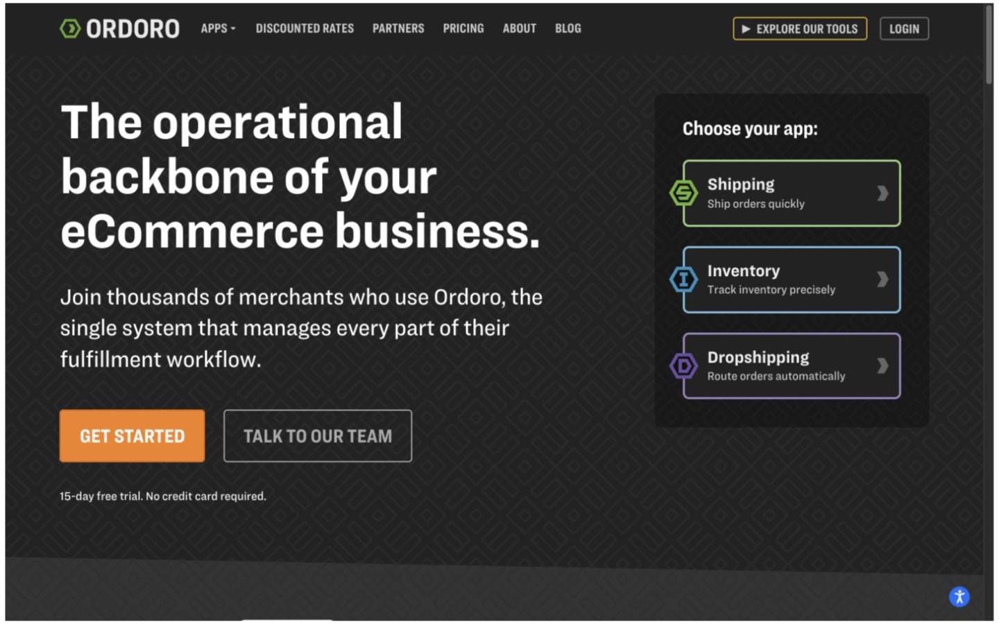 Ordoro website screenshot
