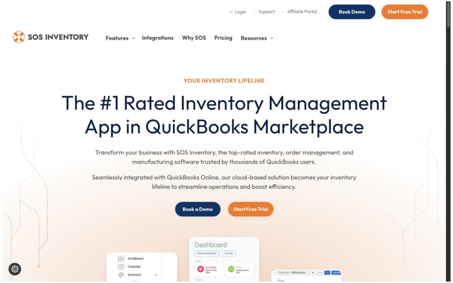 SOS Inventory website screenshot