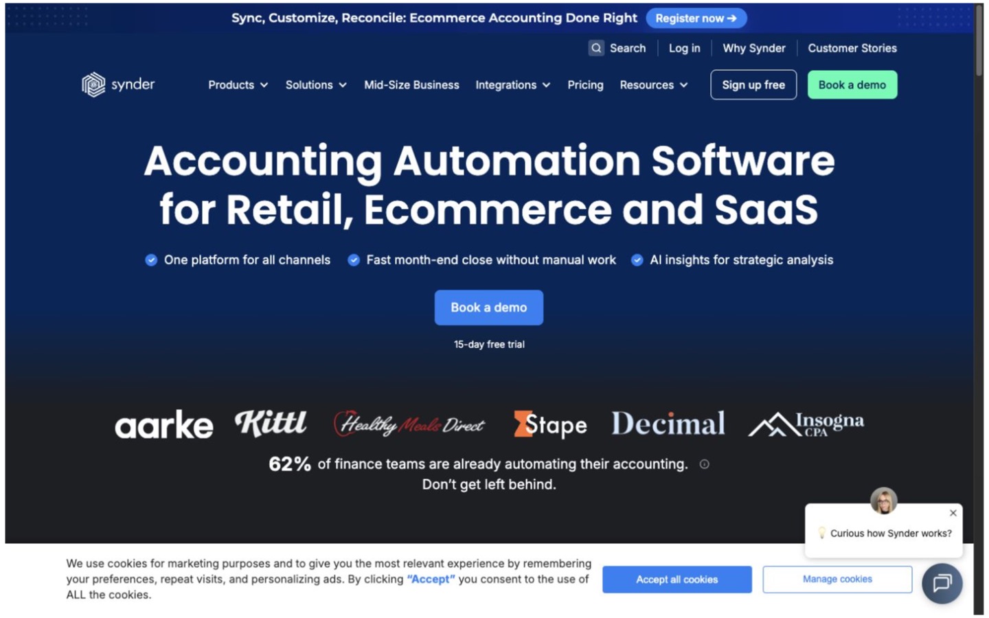 Synder website screenshot