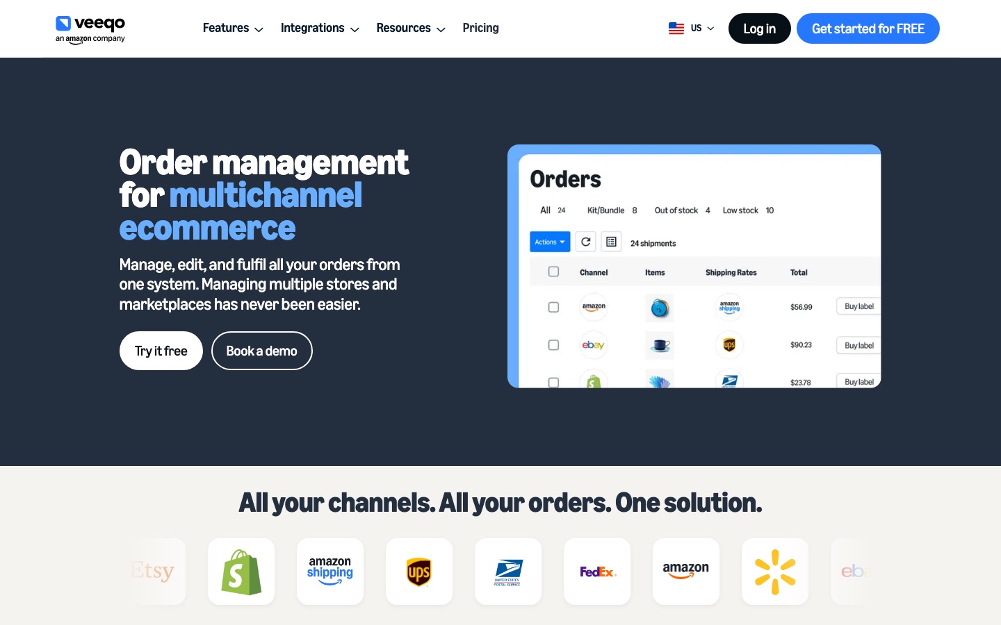 Veeqo website screenshot