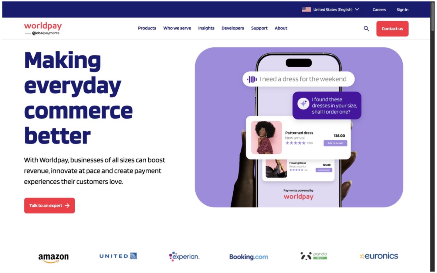 Worldpay website screenshot